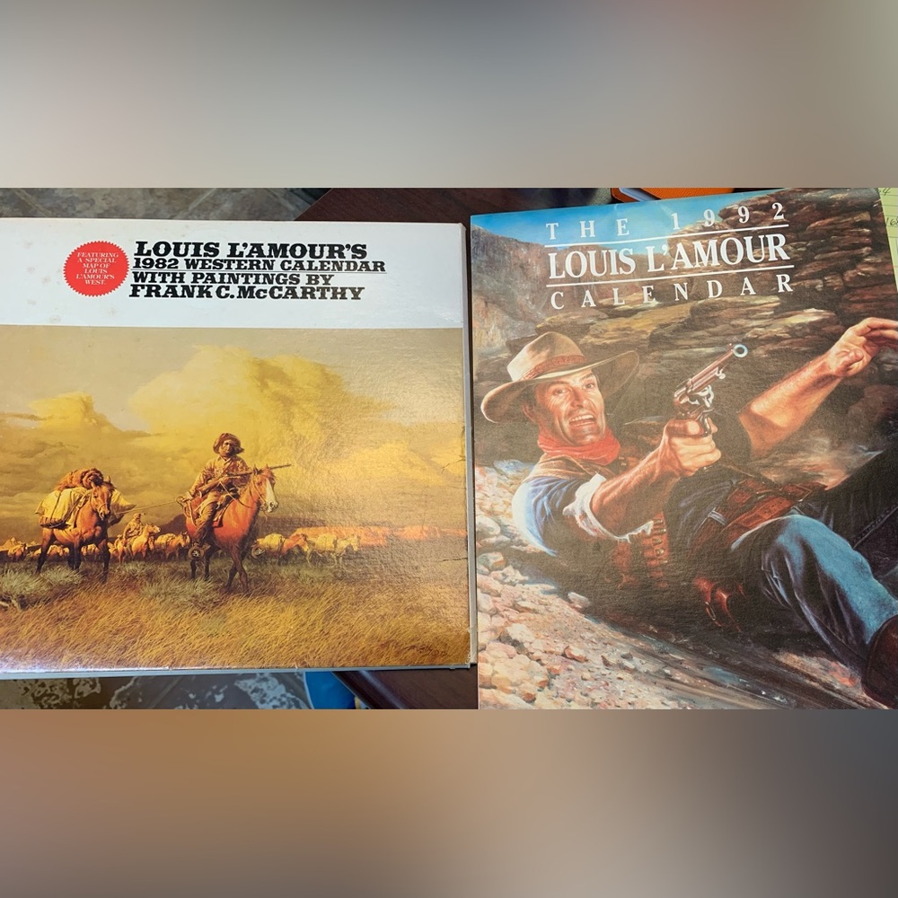 L'Amour Western Calendar Set set of  2 1982 & 1992, western prints and info